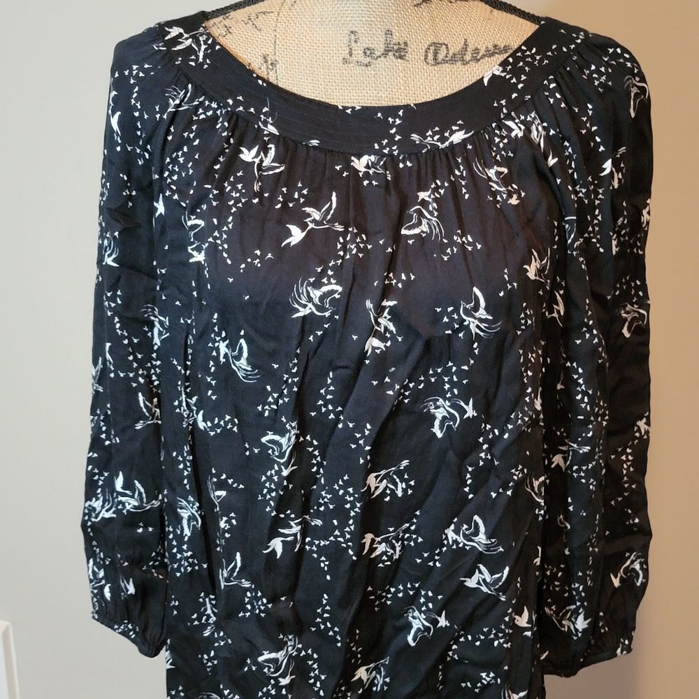 Pale Sky black white printed blouse